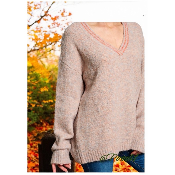 MYSTREE v neck part wool sweater S M L - Picture 5 of 9
